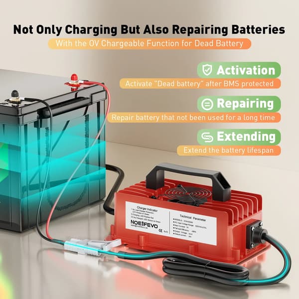 Batteriladdare, 20A Laddström, Vattentålig Design,EU
