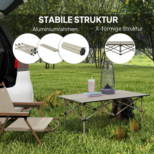 Campingbord, Letvægts Aluminium, Bærbart Design,khaki