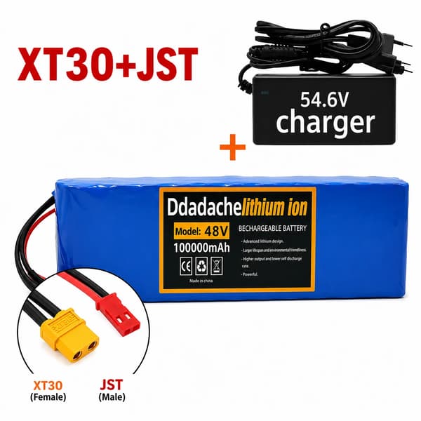Batteripack, 100Ah kapacitet, 48V spänning,XT30-JST-laddare