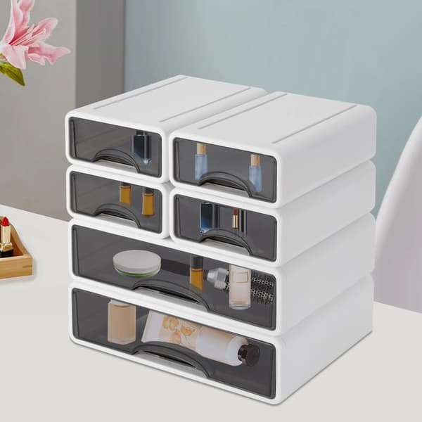 Skuffeorganisator, Stabelbar Design, 6 Rum,HVID