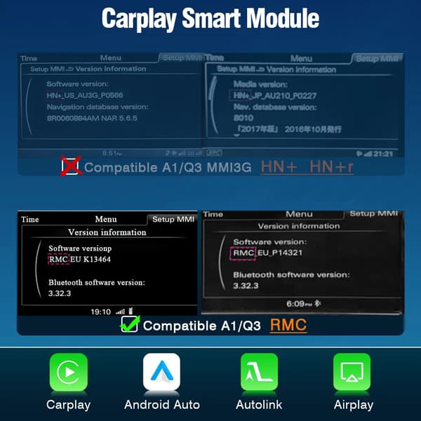 CarPlay och Android Auto Interface Adapter, Trådlös Anslutning, Enkel Installation, För RMC
