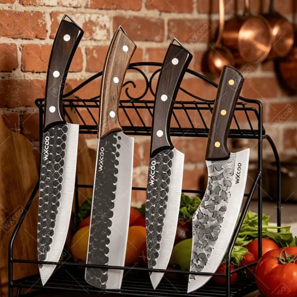 Kokkekniv Sæt, Rustfrit Stål, Non-Slip Håndtag,4PCS