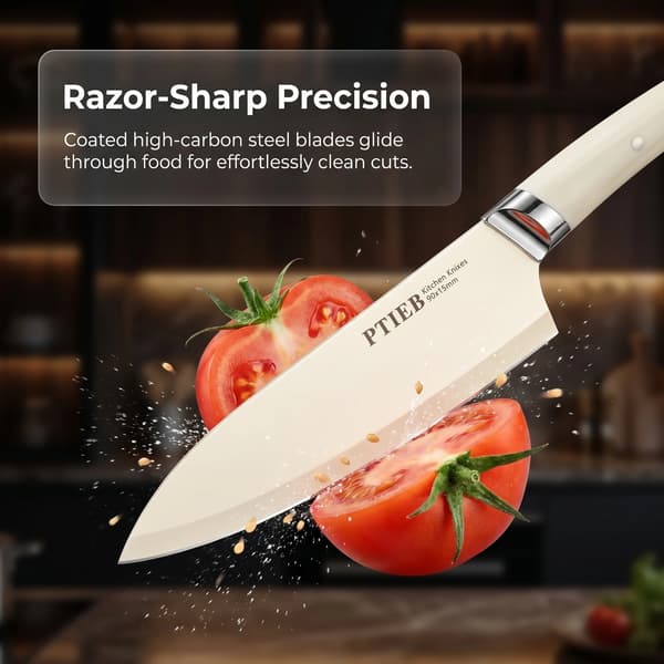 Kniv Sæt, Premium Rustfrit Stål, Ergonomisk Design,HVID