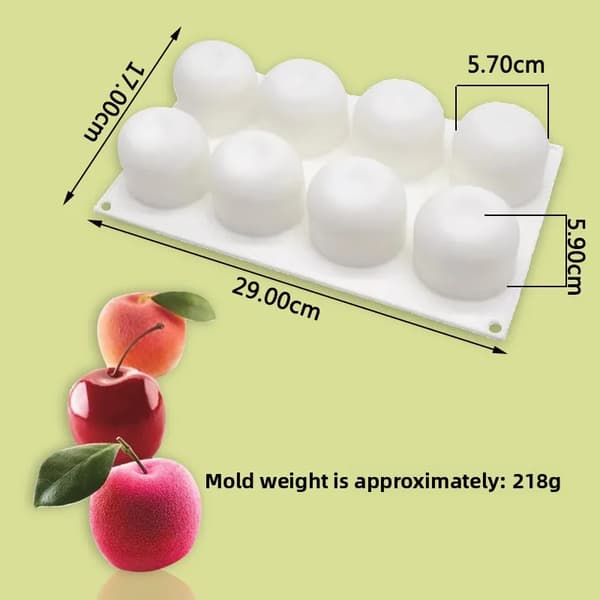 Mousseform, 6-hul design, fleksibelt silikone materiale,Æble