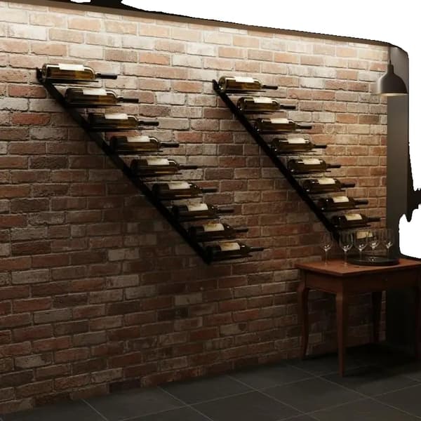 Väggvinhyllor, Förvara 14 Flaskor, Modern Design,Svart
