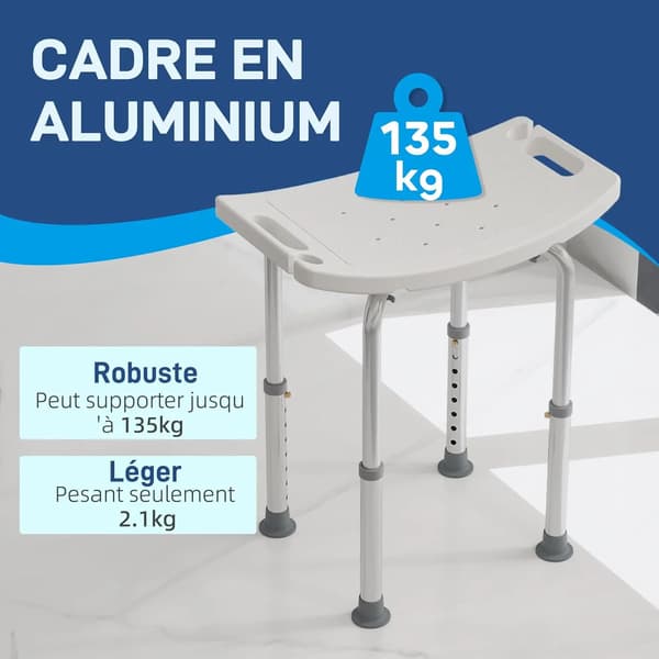Brusebadsæde, Justerbar Højde, Ergonomisk Design,HVID