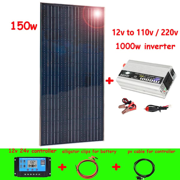 Solpanelssats, 450w Effektutgång, Aluminiumram, 150w system
