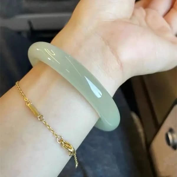 Jadearmband, Klassisk Design, Äkta Jade,ljusgrön-a, 64