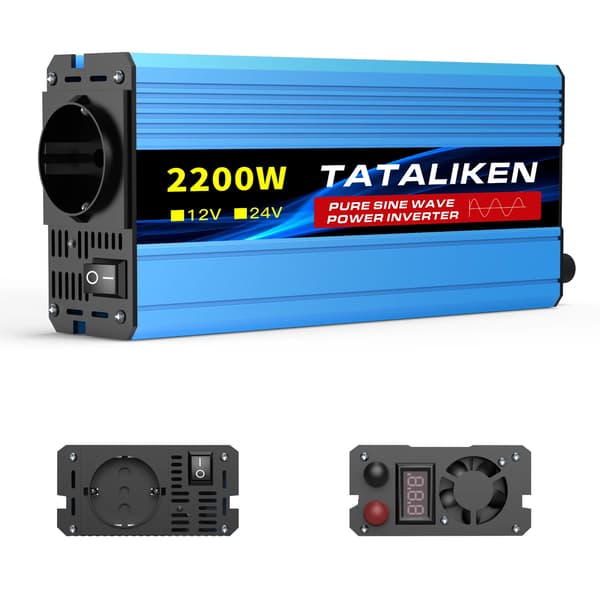 Strømkonverter, DC til AC konvertering, stille ventilator drift,12V2200W 220V50HZEU