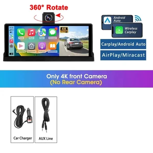 Dash Cam, Dubbel Linse, 4K Video Inspelning,DVR-kamera