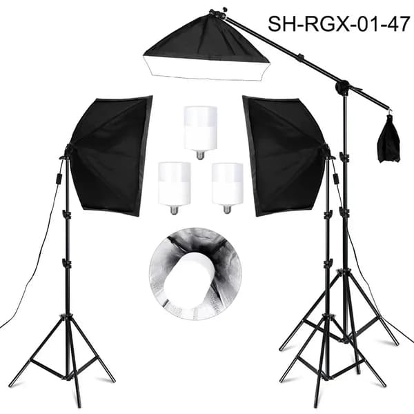 Softbox-belysningskit, E27-kompatibilitet, hållbara material,3st 40W glödlampor