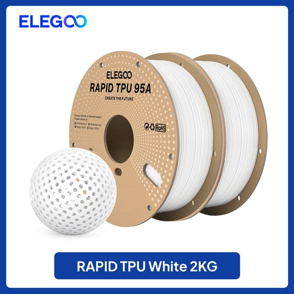 TPU Filament, 1,75 mm Diameter, Hög Flexibilitet, Vit 2KG