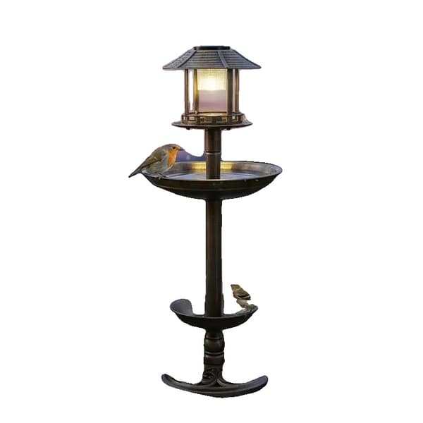 Fuglebade, Solcelledrevne LED-lamper, Dekorativt Plastdesign,Brun