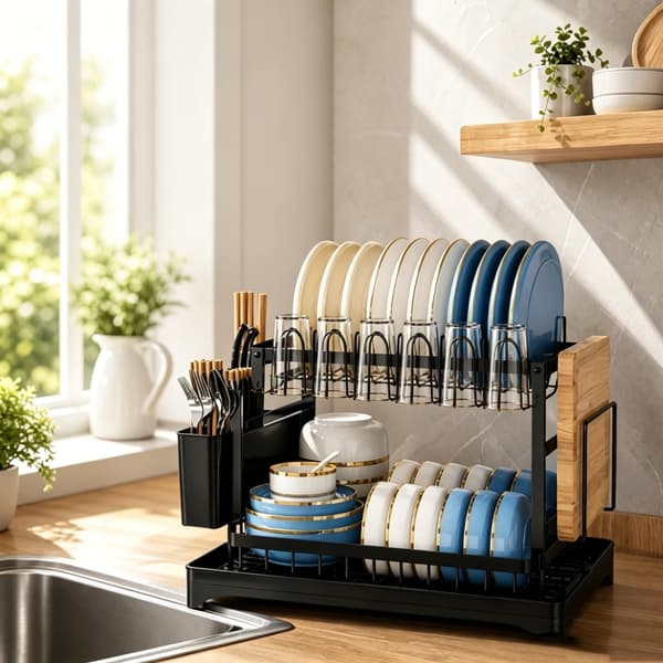 Diskställ, Självdränerande System, Platsbesparande Design,svart