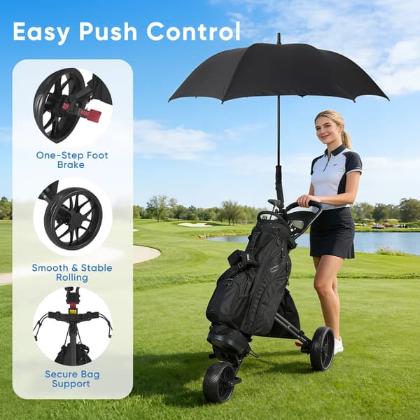 Golf Push Cart, Sammenklappelig, Letvægts,sort