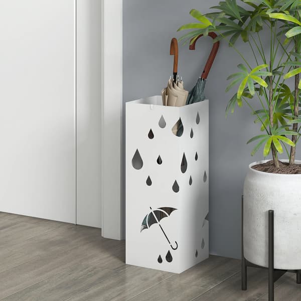 Paraplyställ, Hållbart Stål, Platsbesparande Design, Vit