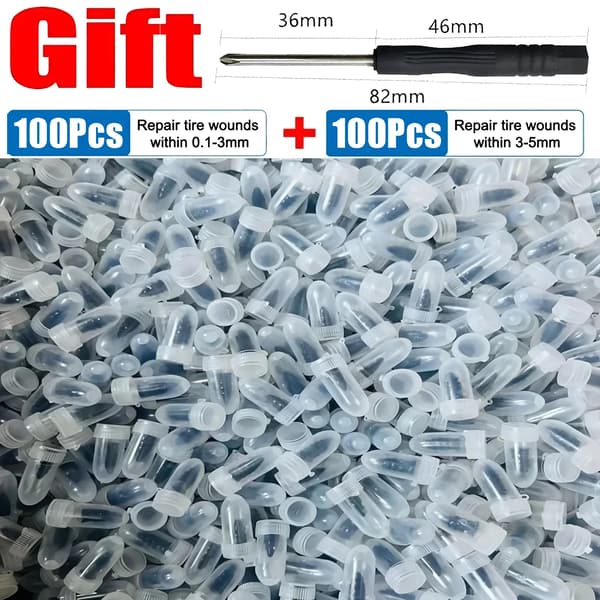 Dækreparationssæt, Nem Installation, Holdbart Gummimateriale,200Pcs Blandet