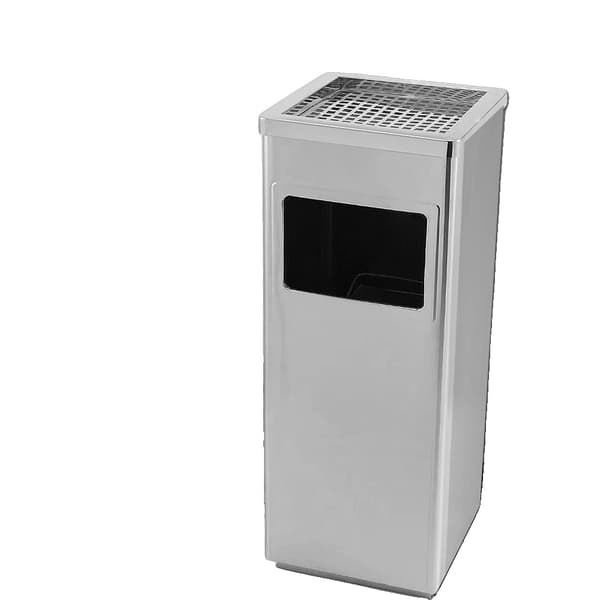 Utomhus askkopp, hållbar stålkonstruktion, stor kapacitet, 48L Silver