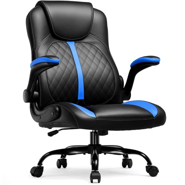 Gamingstol, Ergonomisk Design, Foldbare Armlæn, 50x56x112cm,Sort-Blå