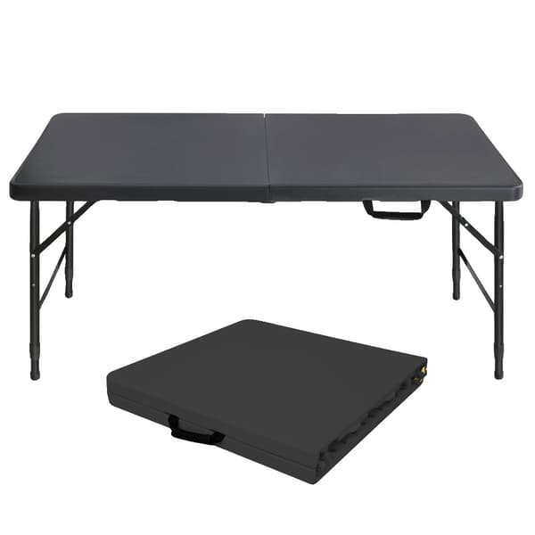 Foldbart Bord, Justerbar Højde, Robust Design,Sort