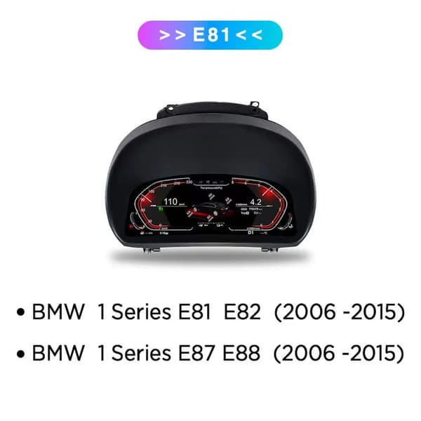 Instrumentpanel Hastighetsmätare Digital Cluster, LED-display, Kompatibel med BMW 1-serie E81 E82 E87 E88 2006 -2015,E87