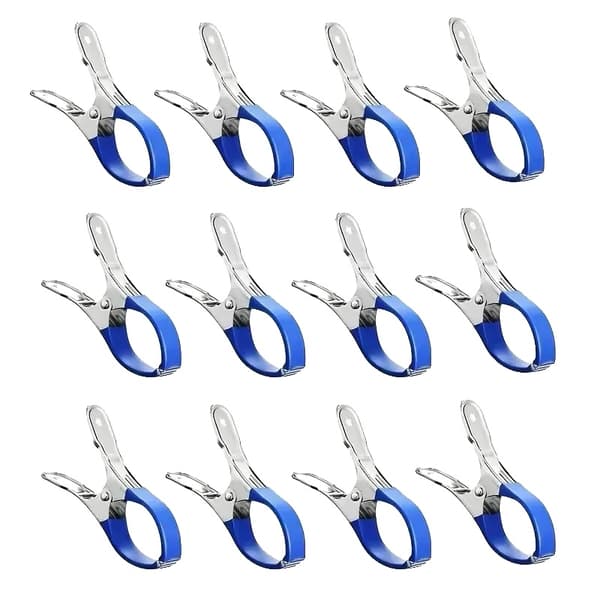 Poolöverdrag Clips, Rostfritt Stål, Pålitligt Grepp,12PCS Blå