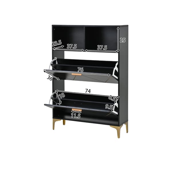 Sko Skab, 4 Rum, Moderne Design,sort