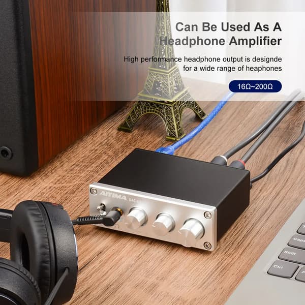 DAC-forstærker, 24-Bit/96KHz understøttelse, kompakt design,Sort DAC-A2