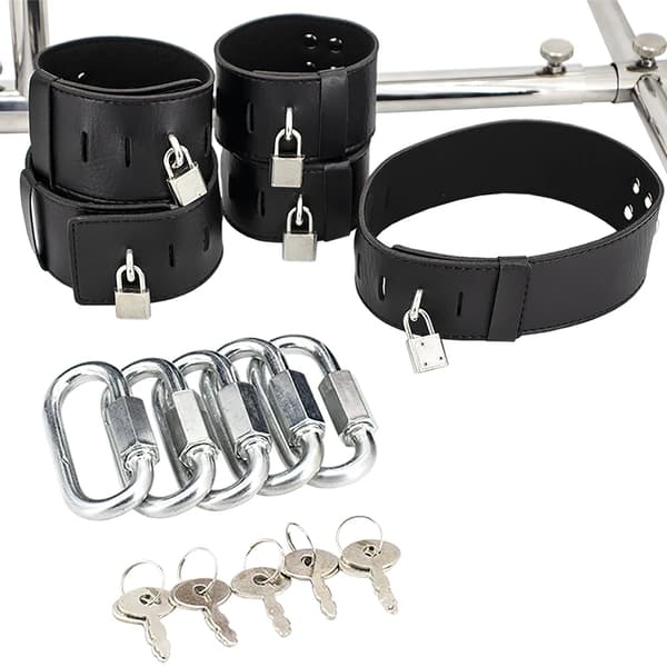 BDSM Bondage Sæt, Justerbare Fængsler, Holdbart Rustfrit Stål,BDSM Bondage Sæt