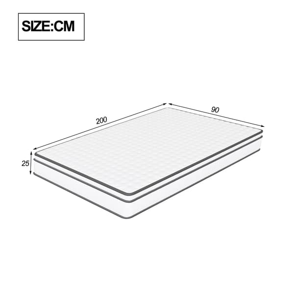 Madrass, Andningsbart Tyg, Ergonomisk Design,Vit-90x200x25cm