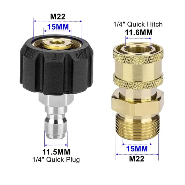 Högtryckstvättadapter, Svängbar Design, Snabbkoppling,Full Set 15MM