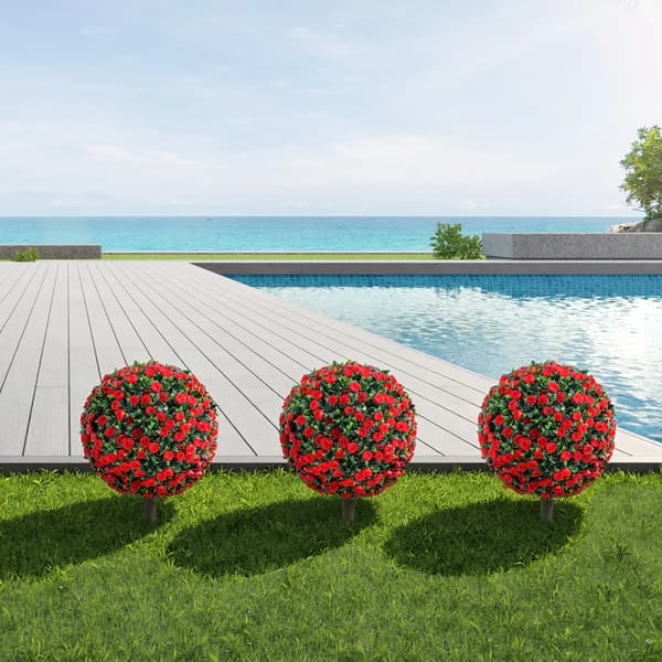 Topiary Kugletræer, Holdbart Materiale, Vedligeholdelsesfrit,rød
