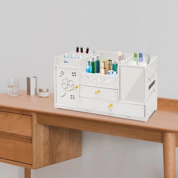 Makeup Organizer, Stor Kapacitet, To Skuffe Opbevaring,HVID