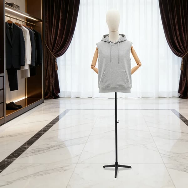Mandlig Mannequin Udstillingsstand, Justerbar Højde, Robust Design,Sort