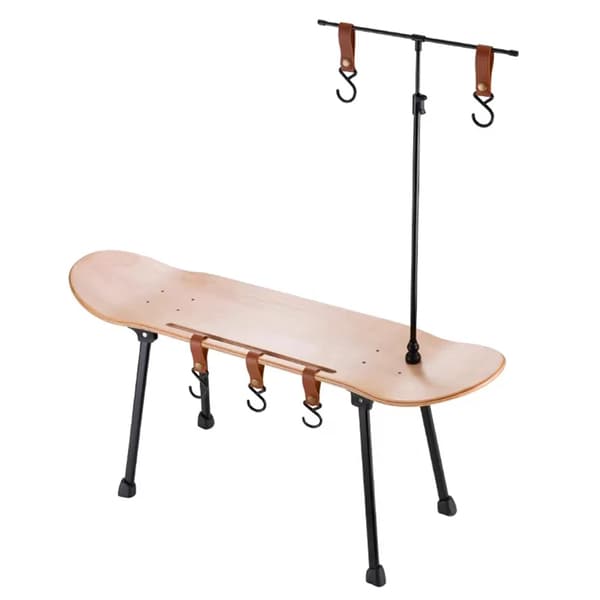 Campingbord, Multifunktionelt Design, Justerbar Lampestøtte,Træfarve