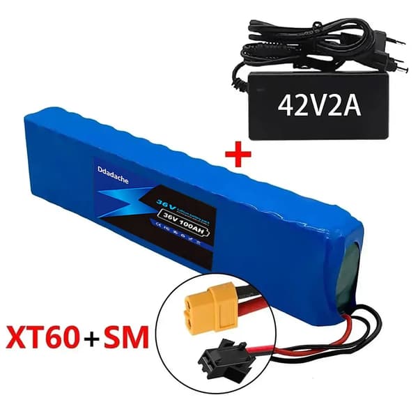 Litiumbatteripaket, 100Ah kapacitet, 36V spänning, XT60-SM