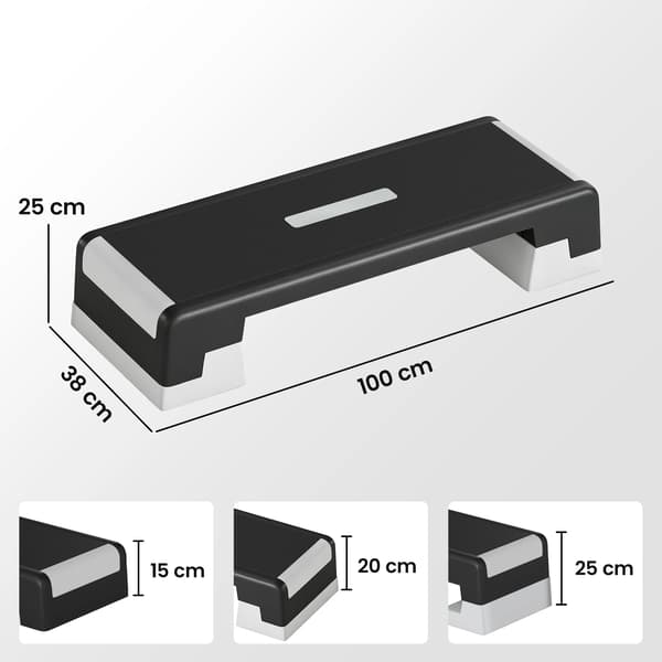 Aerobisk stepbräda, justerbar höjd, halkfri design, svart