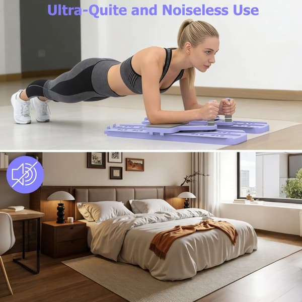Pilatesbräda, 8-i-1 Multifunktionell Design, Justerbar Bredd,LILA