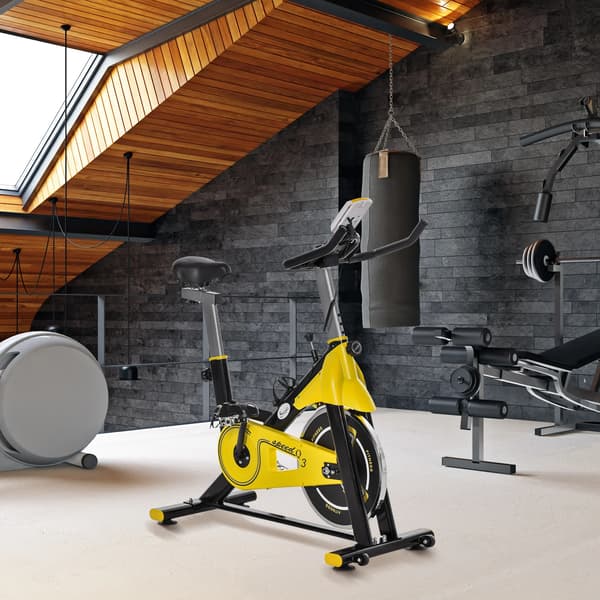 Stationær cykel, justerbar modstand, kompakt design,GUL