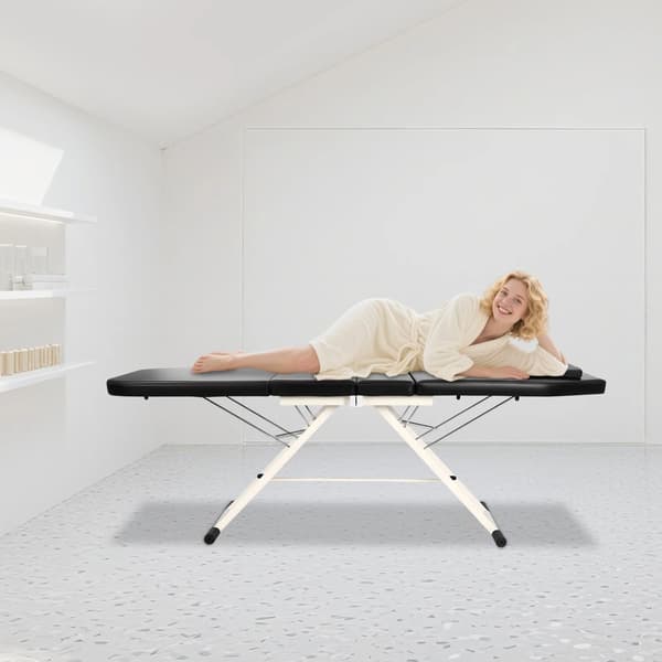 Massagebord, Foldbart Design, Justerbare Vinkler,sort