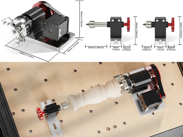 CNC Rotationsakse, 60mm Diameter Kapacitet, Præcisionsklemning,sort