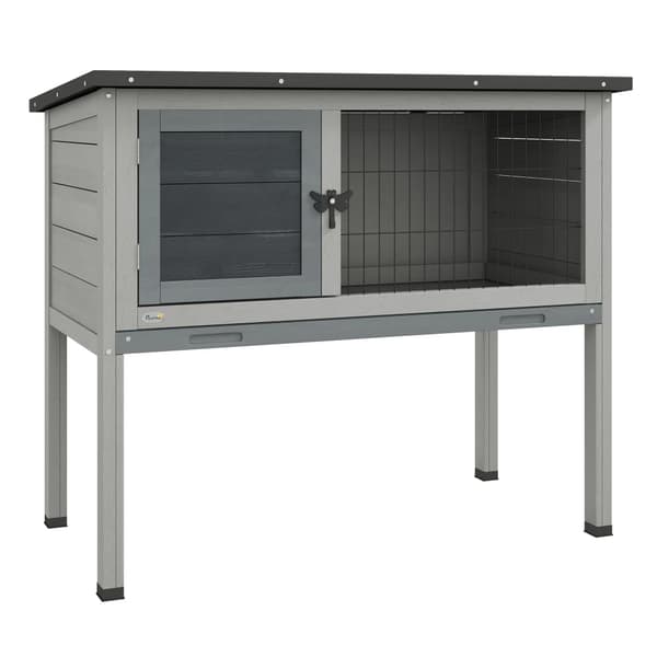 Kaninhus, Vinterbeständig Design, Fällbart Tak,Ljusgrå