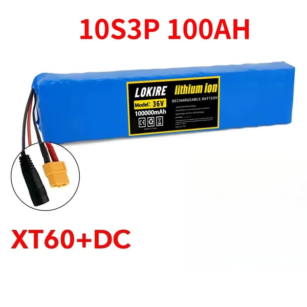 Lithium-ion batteri, 100Ah kapacitet, 36V spænding,XT60-DC