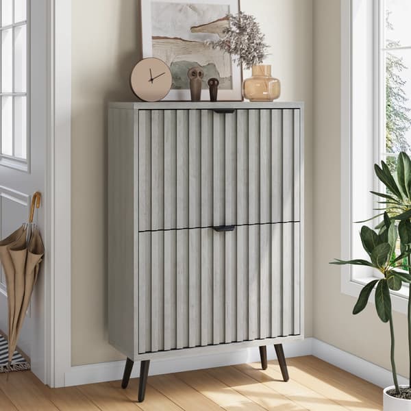 Sko Skab, Pladsbesparende Design, Elegant Æstetik,Grå - MDF - Spånplade - MDF