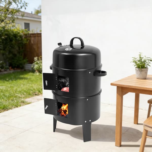 Rökgrill, Multifunktionell Matlagning, Bärbar Design,svart