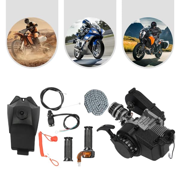 Motorcykelmotor, 49CC 2-takts, luftkølet,sort