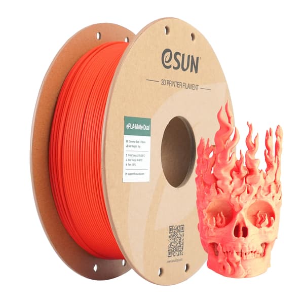 3D-printer filament, mat finish, dual farvekapacitet,Rød Gul