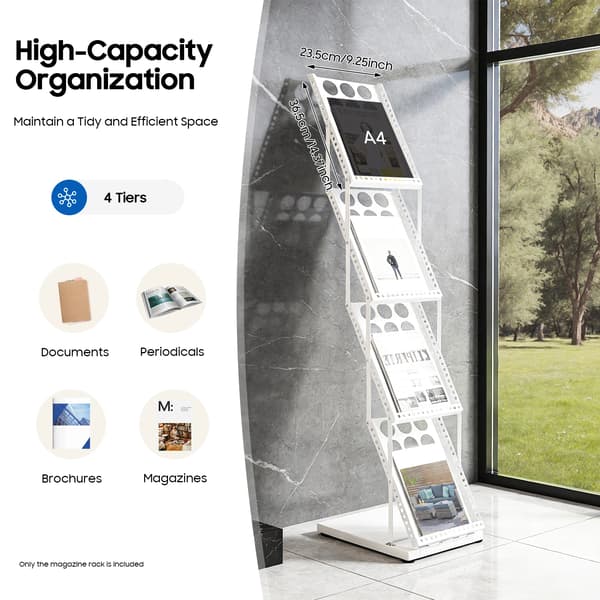 Magasinholder, Foldbart Design, 4-Lags Organisation,HVID