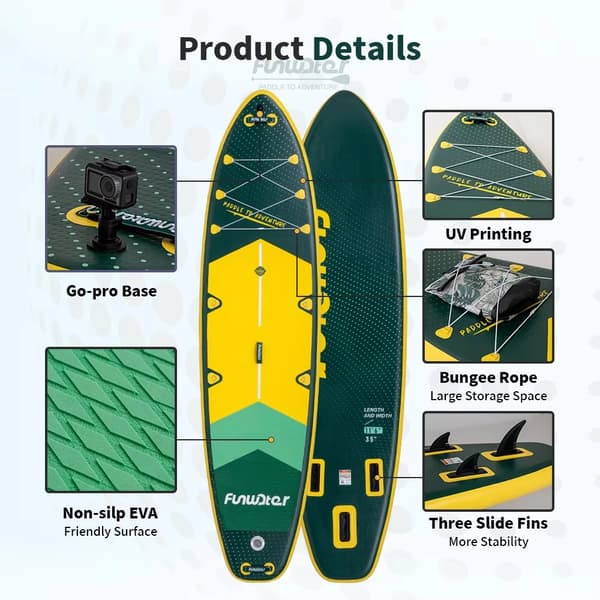 Oppustelig Paddleboard, Skridsikker Overflade, Holdbart PVC Materiale,350*90*15CM