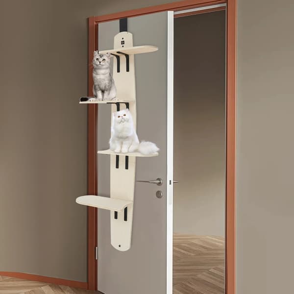 Kattträd, 4 nivåer, dörrmonterad design,Träfärg